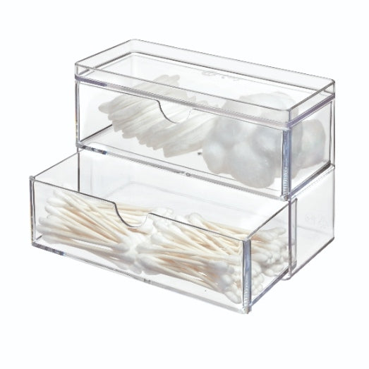 Mini Ladekastje, 2 Lades, 17.8 x 7.6 x 11.4 cm, Kunststof, Transparant