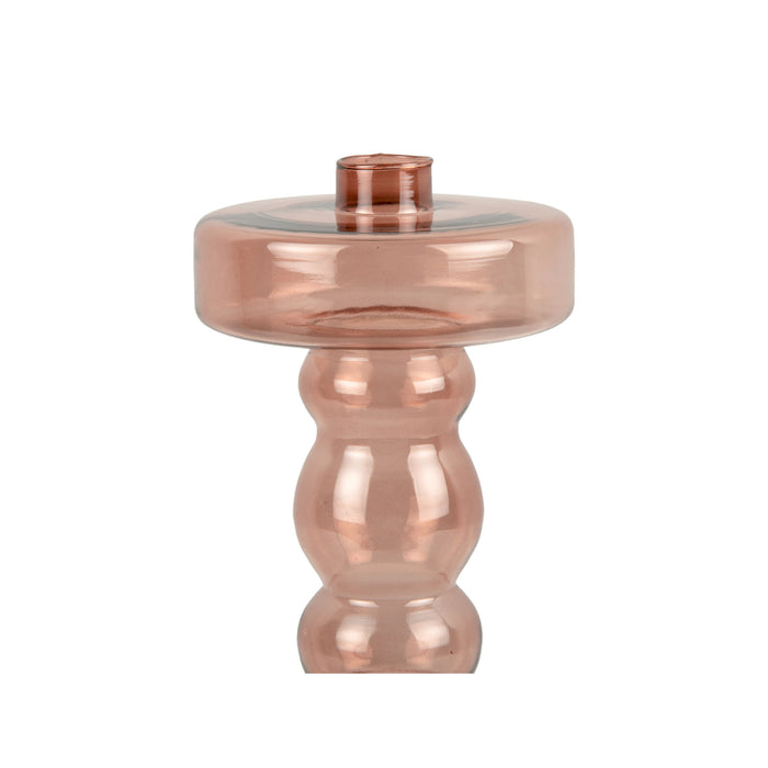 present time - Candle holder Pawn glass large faded pink