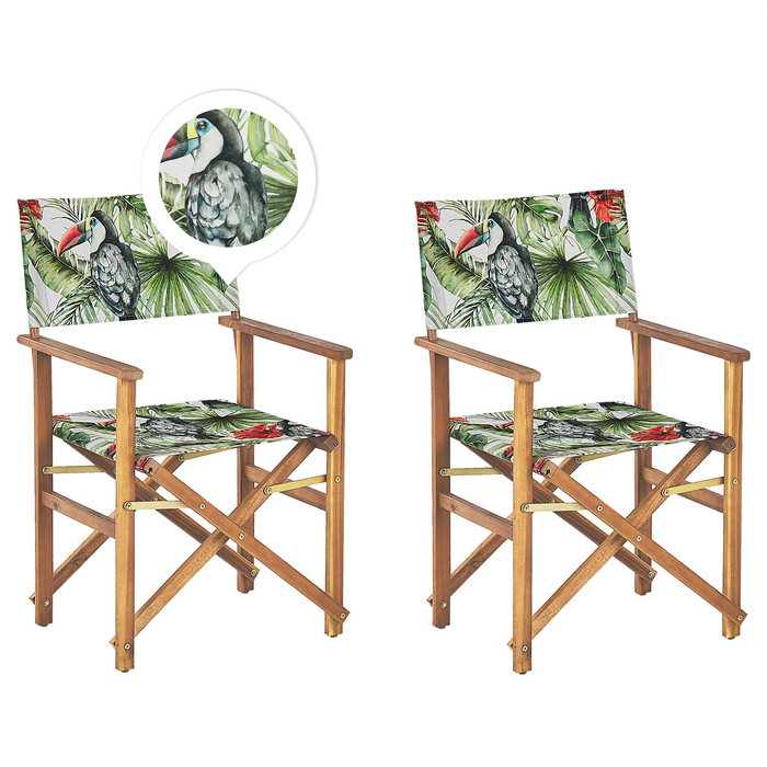 Beliani-CINE -Tuinstoel set van 2-Lichthout|Groen|Toekan-Polyester