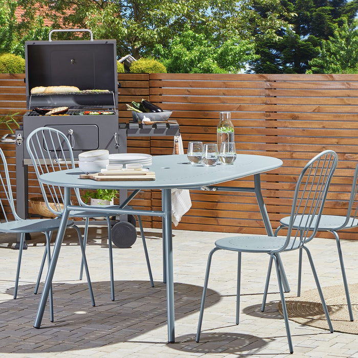 Beliani - CALVI - Tuinstoel set van 4 - Blauw - Staal