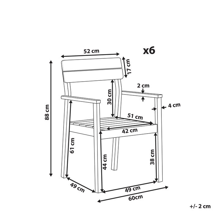 Beliani-FORNELLI -Tuinstoel set van 6-Lichte houtkleur-Acaciahout