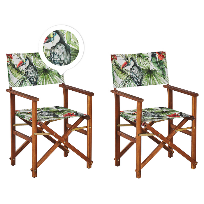 Beliani - CINE - Tuinstoel set van 2 - Groen|Wit|Toekan - Polyester