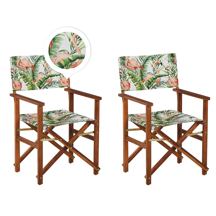 Beliani-CINE -Tuinstoel set van 2-Groen|Roze|Flamingo-Polyester