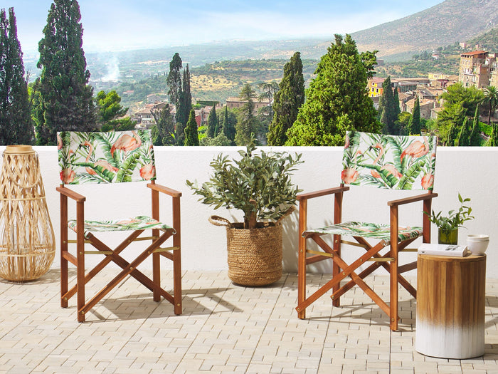 Beliani-CINE -Tuinstoel set van 2-Groen|Roze|Flamingo-Polyester