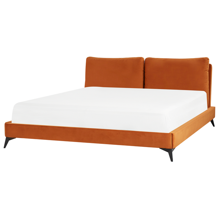 Beliani - MELLE  - Tweepersoonsbed - Oranje - 180 x 200 cm - Fluweel