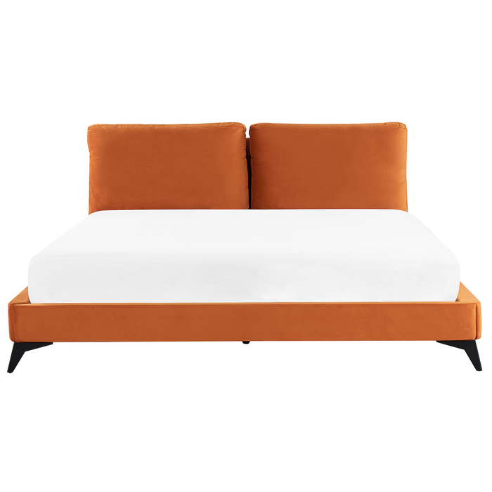Beliani - MELLE - Tweepersoonsbed - Oranje - 180 x 200 cm - Fluweel