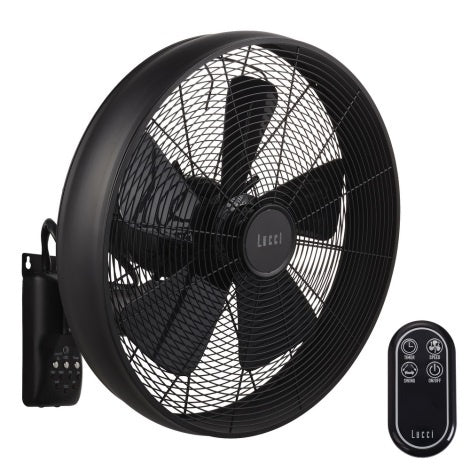 Lucci Air Wandventilator Breeze Zwart Ø 46cm incl. Afstandsbediening