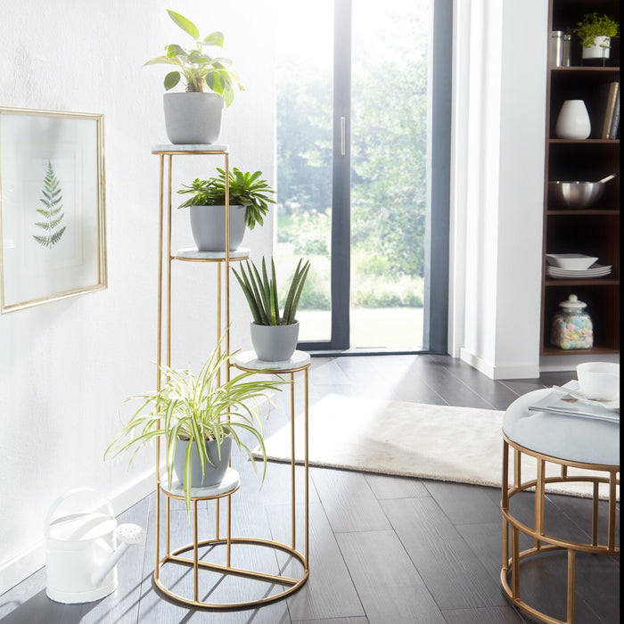 Sky Style Runder Plantentafel Marmer | Goud