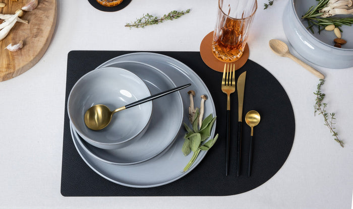 Jay Hill Placemats - Vegan leer - Zwart - Bread - 44 x 30 cm - 6 Stuks