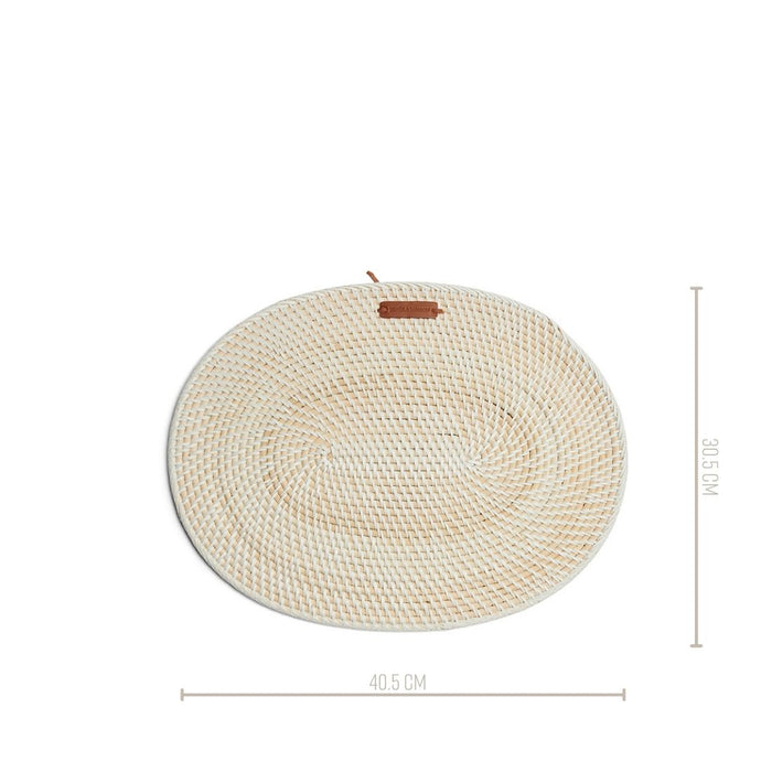 Riviera Maison placemat ovaal, onderlegger - Crystal Bay - Wit| Beige