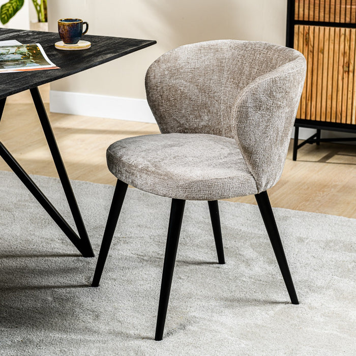 Furntastik Nuoro Eetkamerstoel, stof Roman, champagne