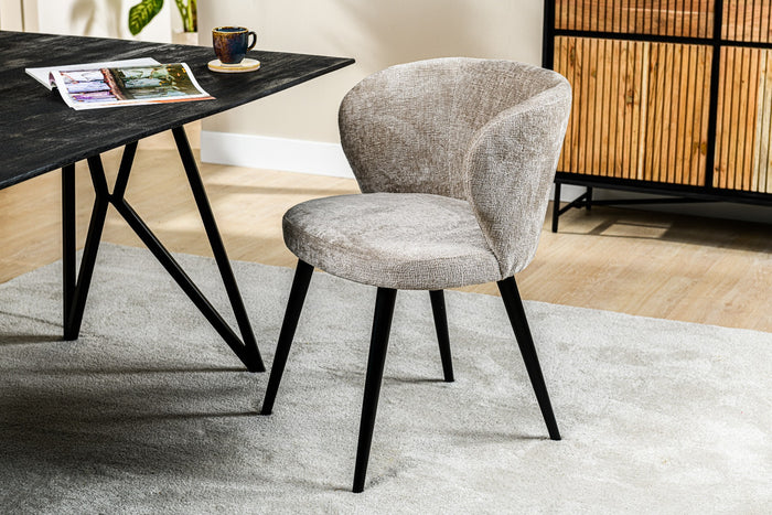 Furntastik Nuoro Eetkamerstoel, stof Roman, champagne