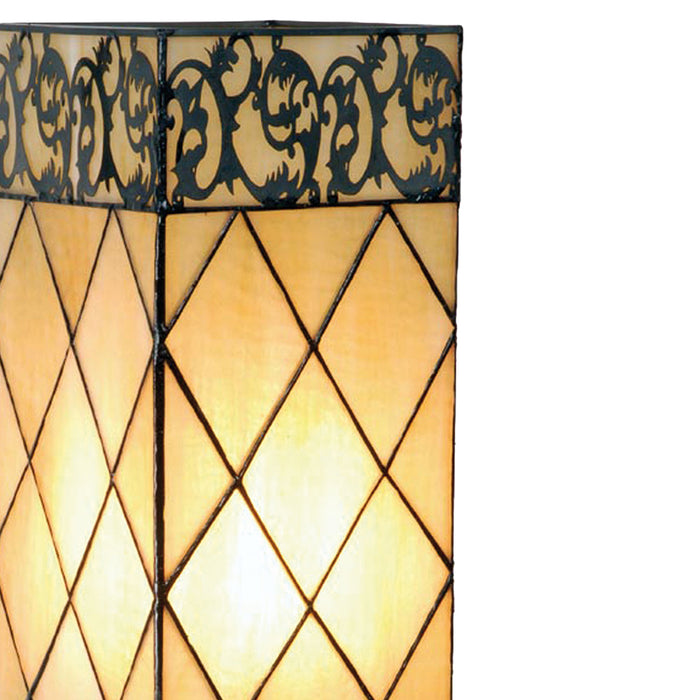 Clayre & Eef Tiffany Tafellamp  18x45 cm Beige Bruin Glas Vierkant