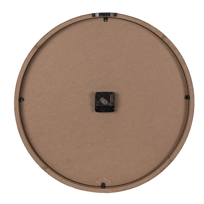 Clayre & Eef Wandklok  Ø 50 cm Zwart Goudkleurig Hout Glas Muurklok