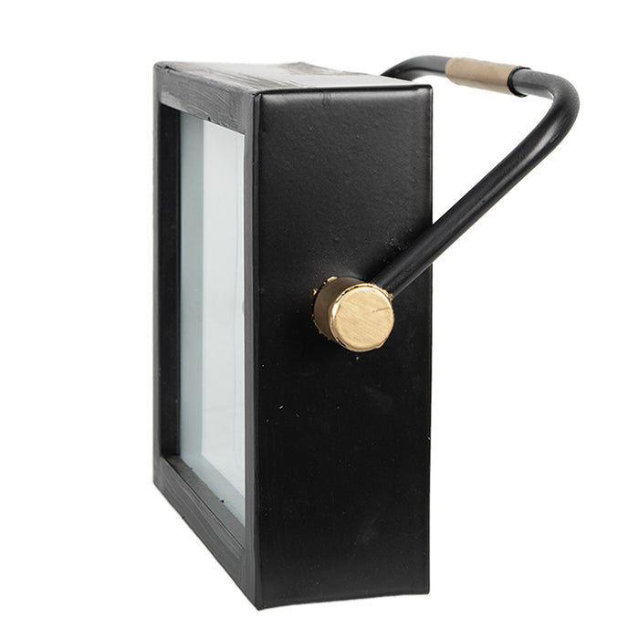 Clayre & Eef Tafelklok  19 cm Zwart Wit Ijzer Glas Tafelklokken Binnen