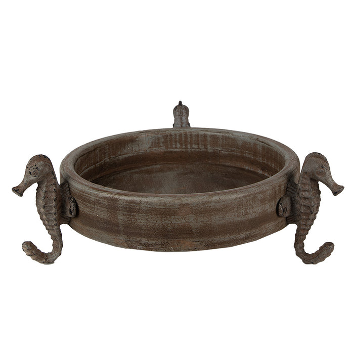 Clayre & Eef Decoratie schaal  Ø 33x13 cm Bruin Grijs Hout Rond