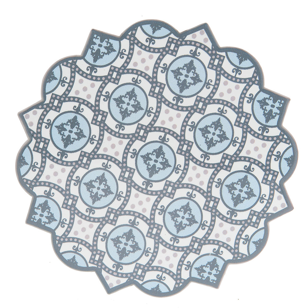 Clayre & Eef Onderzetters Pannen  Ø 20x1 cm Blauw Beige Keramiek Rond