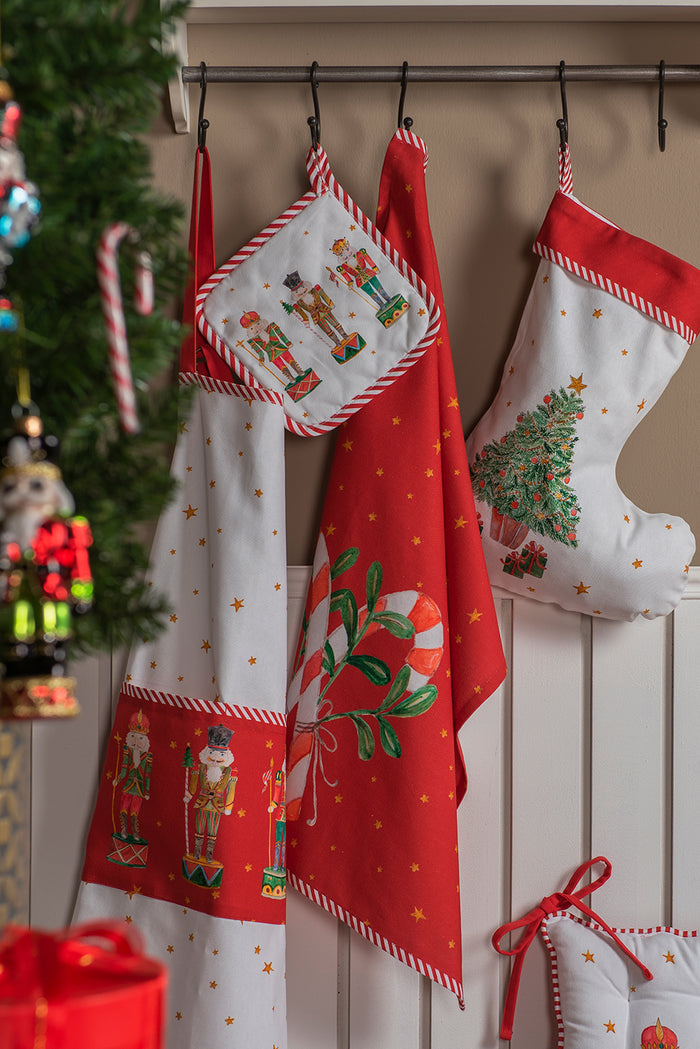 Clayre & Eef Tafelloper Kerst  50x160 cm Rood Katoen Zuurstok kerst