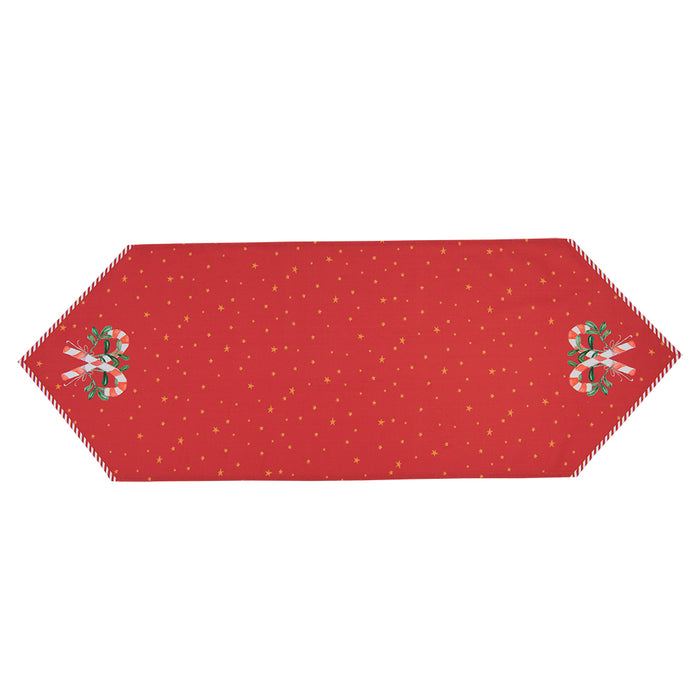 Clayre & Eef Tafelloper Kerst  50x160 cm Rood Katoen Zuurstok kerst