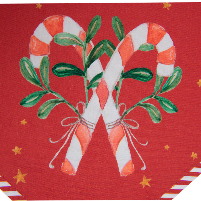 Clayre & Eef Tafelloper Kerst  50x160 cm Rood Katoen Zuurstok kerst