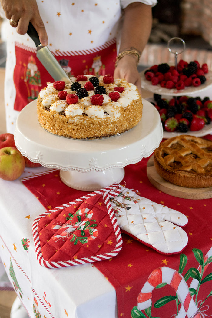 Clayre & Eef Tafelloper Kerst  50x160 cm Rood Katoen Zuurstok kerst