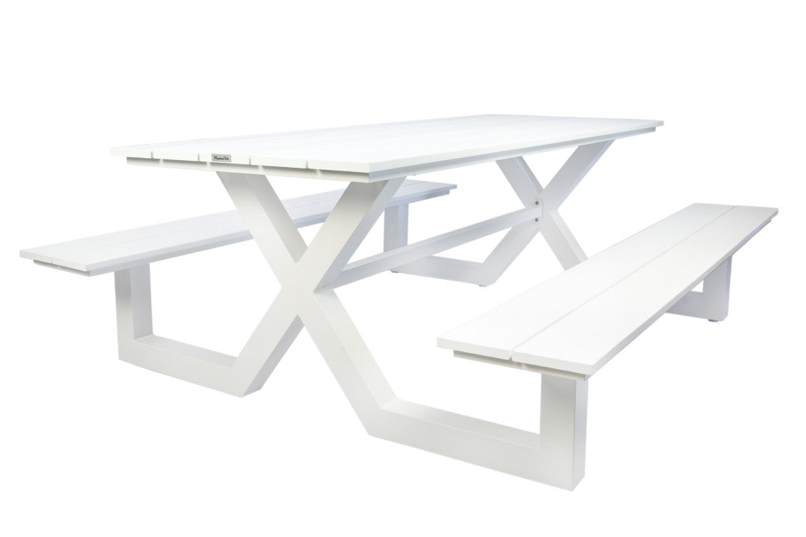 MaximaVida kunststof picknicktafel Hamburg 210 cm wit