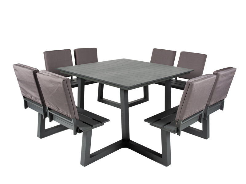 MaximaVida vierkante aluminium picknicktafel Dex 215 cm antraciet - 4
