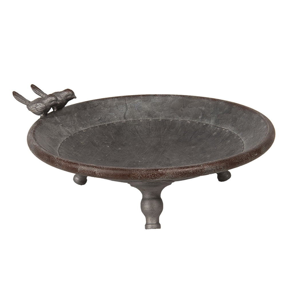 Clayre & Eef Vogelvoederbak Ø 29x10 cm Grijs Ijzer Rond Vogel Vogelbad