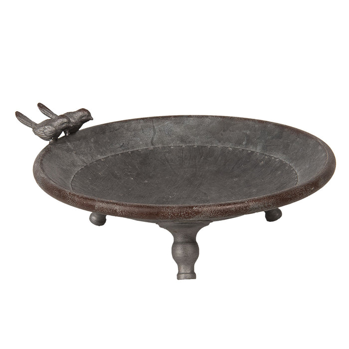 Clayre & Eef Vogelvoederbak Ø 29x10 cm Grijs Ijzer Rond Vogel Vogelbad