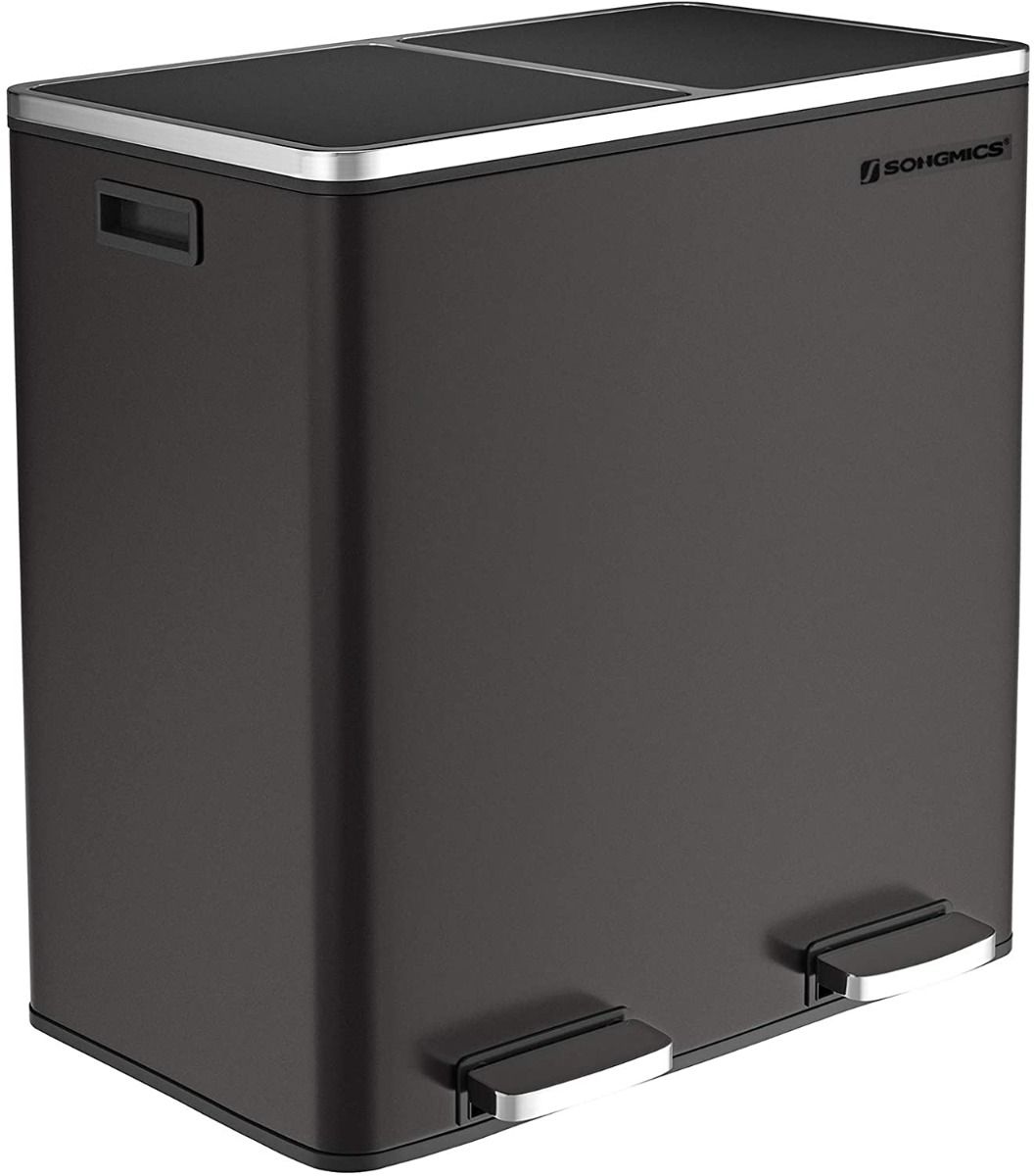 Hoppa! | Afvalbak | 60L | Zwart | RVS