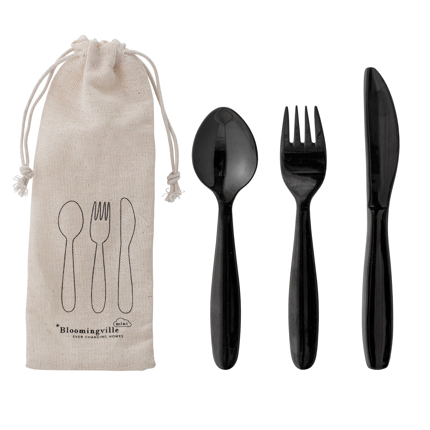 Bloomingville besteksetje zwart (17 centimeter x 3,5 centimeter)