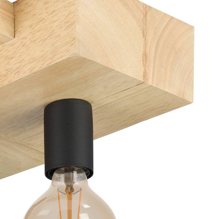 EGLO Halkin Plafondlamp - E27 - 43 cm - Bruin|Zwart - Hout