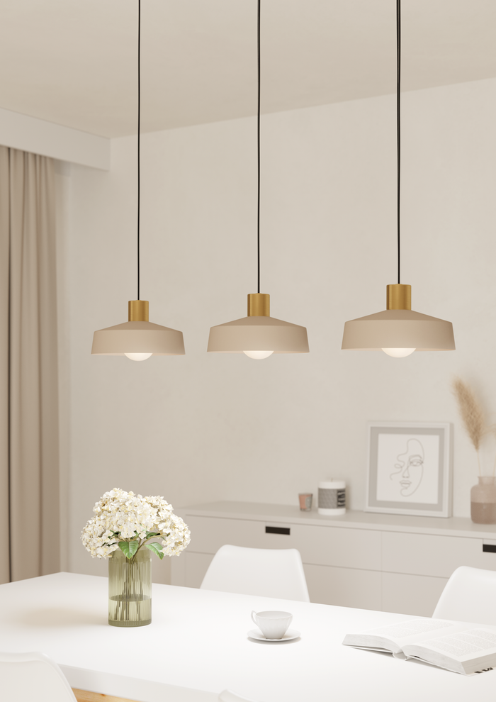 EGLO Valdiola Hanglamp - E27 - 93 cm - Beige|Goud - Staal