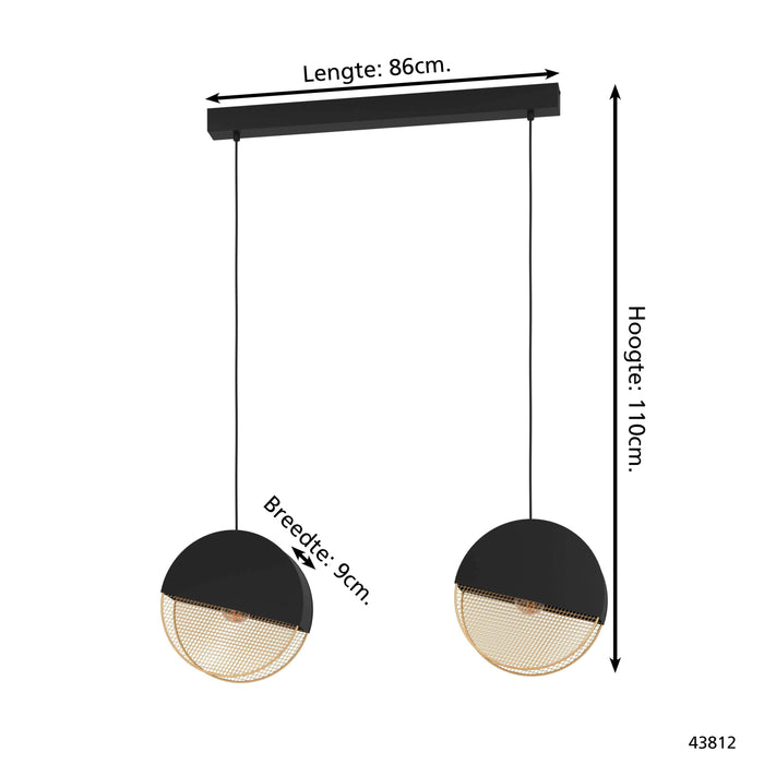 EGLO Mumbles Hanglamp - E27 - 86 cm - Zwart|Goud