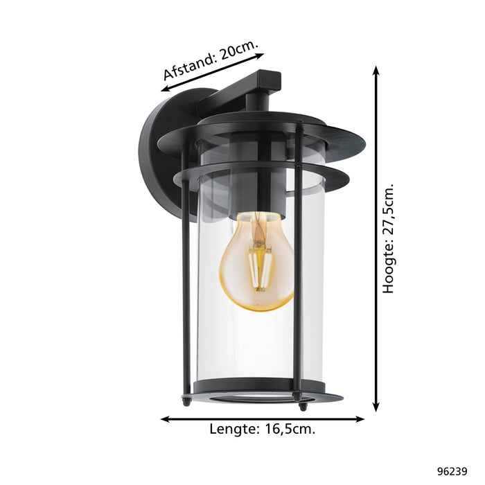 EGLO Valdeo - Buitenverlichting - IP44 - Wandlamp - 1 Lichts - Zwart