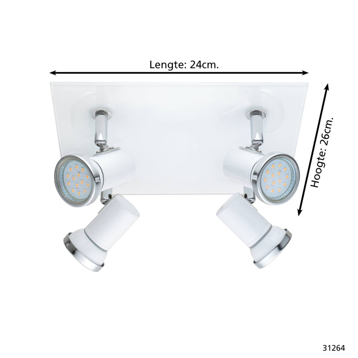 EGLO Tamara 1 - Spot - 4 Lichts - Wit, Chroom