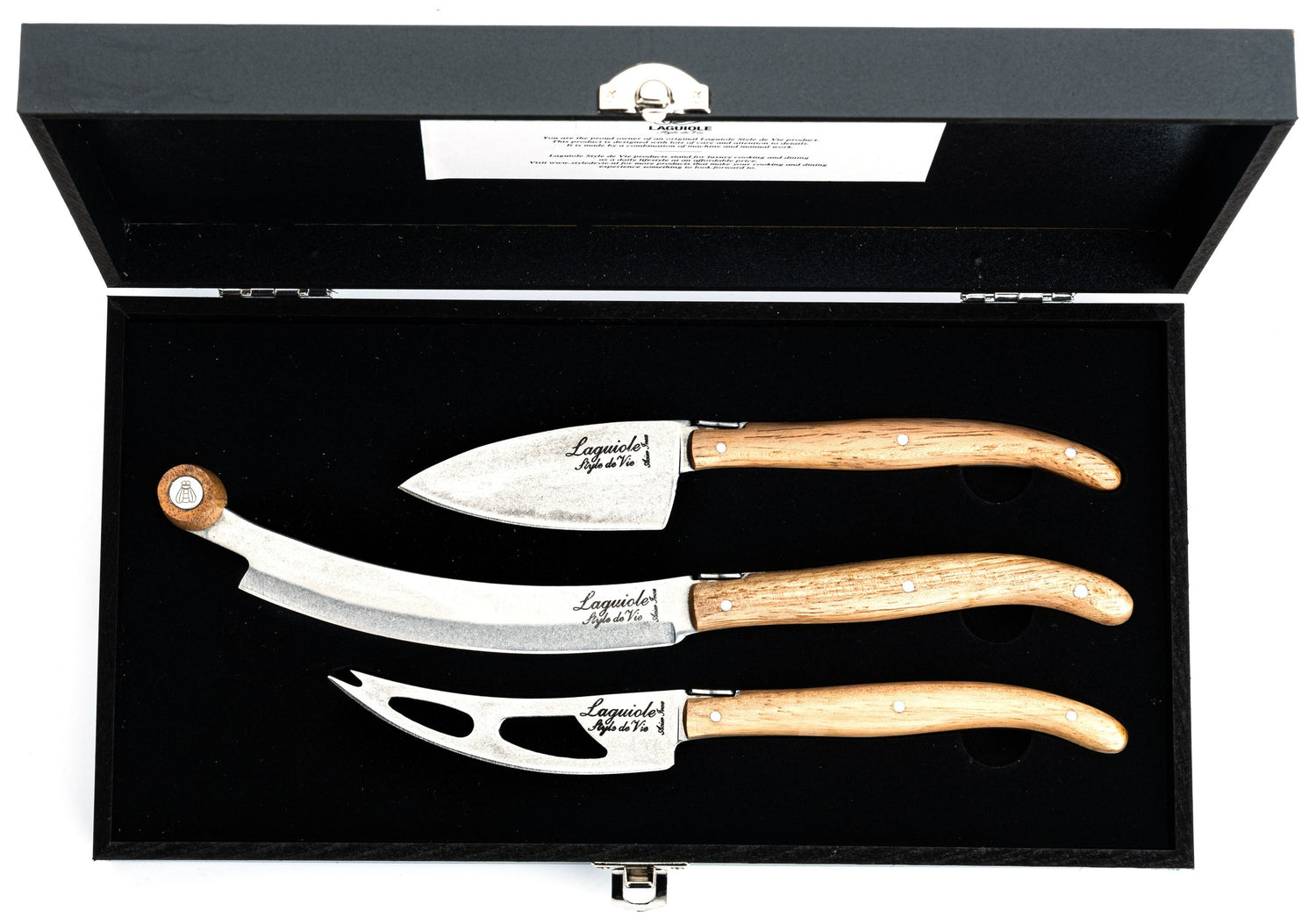 Laguiole Style de Vie Luxury Line kaasmessenset 3-delig, eikenhout