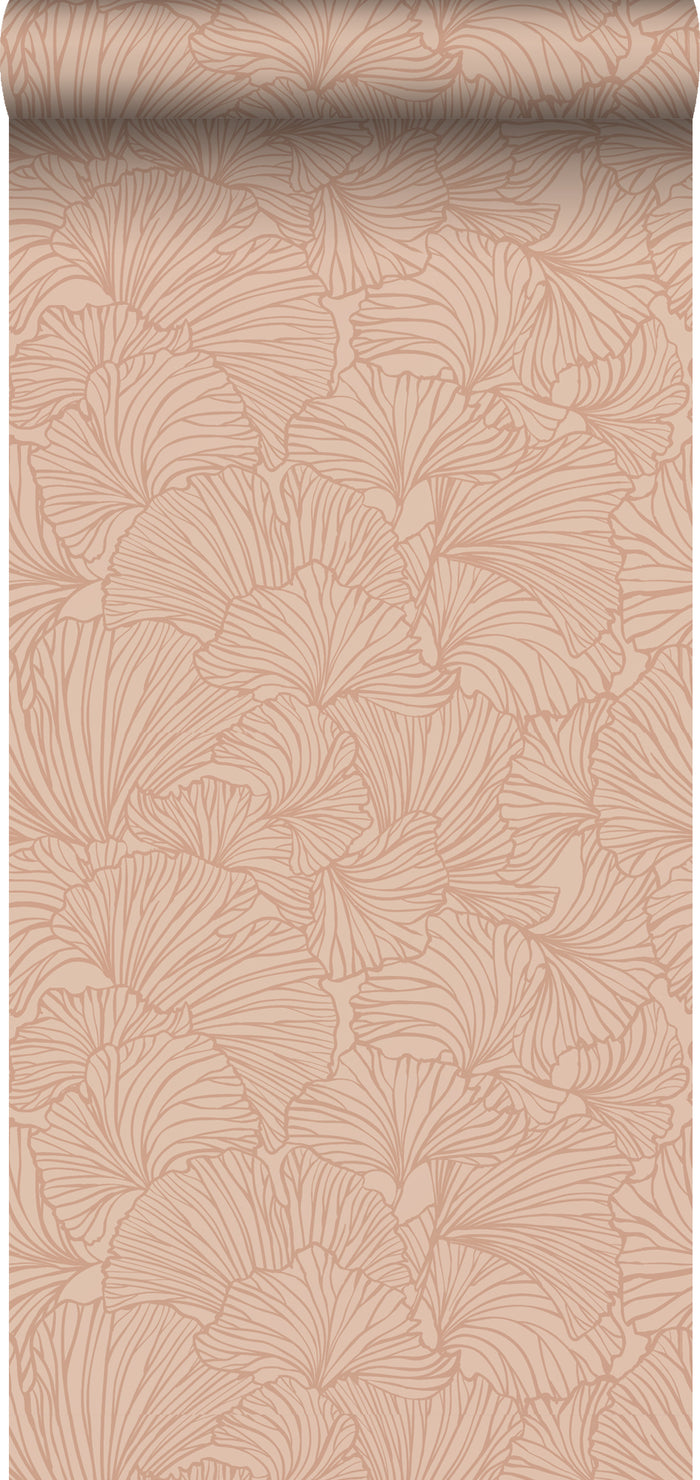 ESTAhome behang ginkgo bladeren licht terracotta - 0.53 x 10.05 m - 13