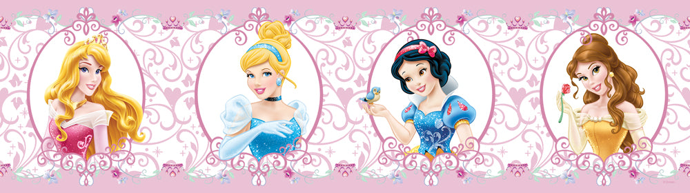 Disney zelfklevende behangrand prinsessen roze - 14 x 500 cm - 600004