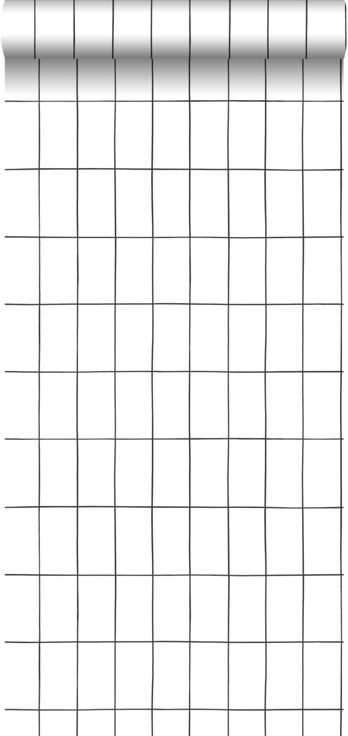 ESTAhome behang kleine tegeltjes zwart wit - 0,53 x 10,05 m - 139030