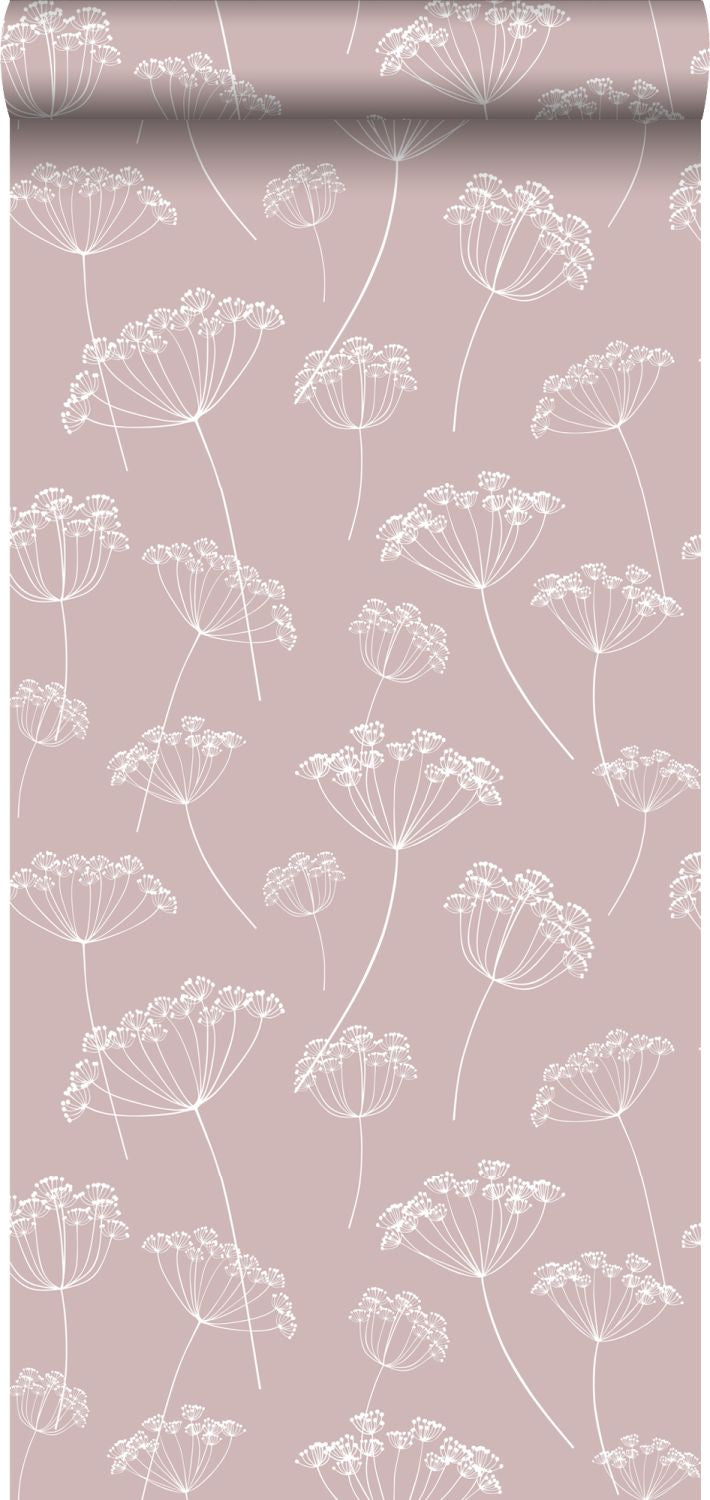 ESTAhome behang schermbloemen oudroze en wit - 0,53 x 10,05 m - 139103