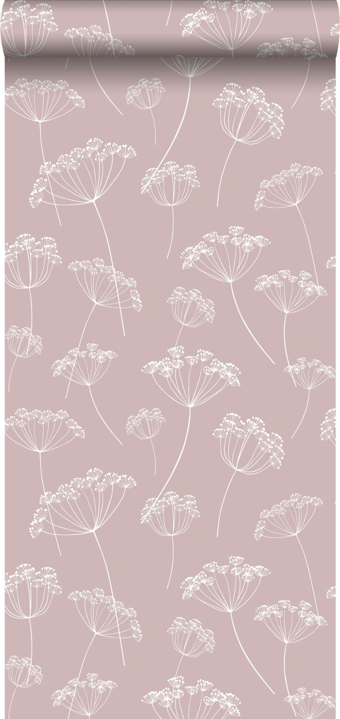 ESTAhome behang schermbloemen oudroze en wit - 0,53 x 10,05 m - 139103