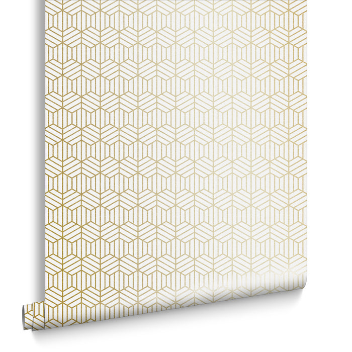 Graham & Brown vliesbehang Echo Pearl Gold wit