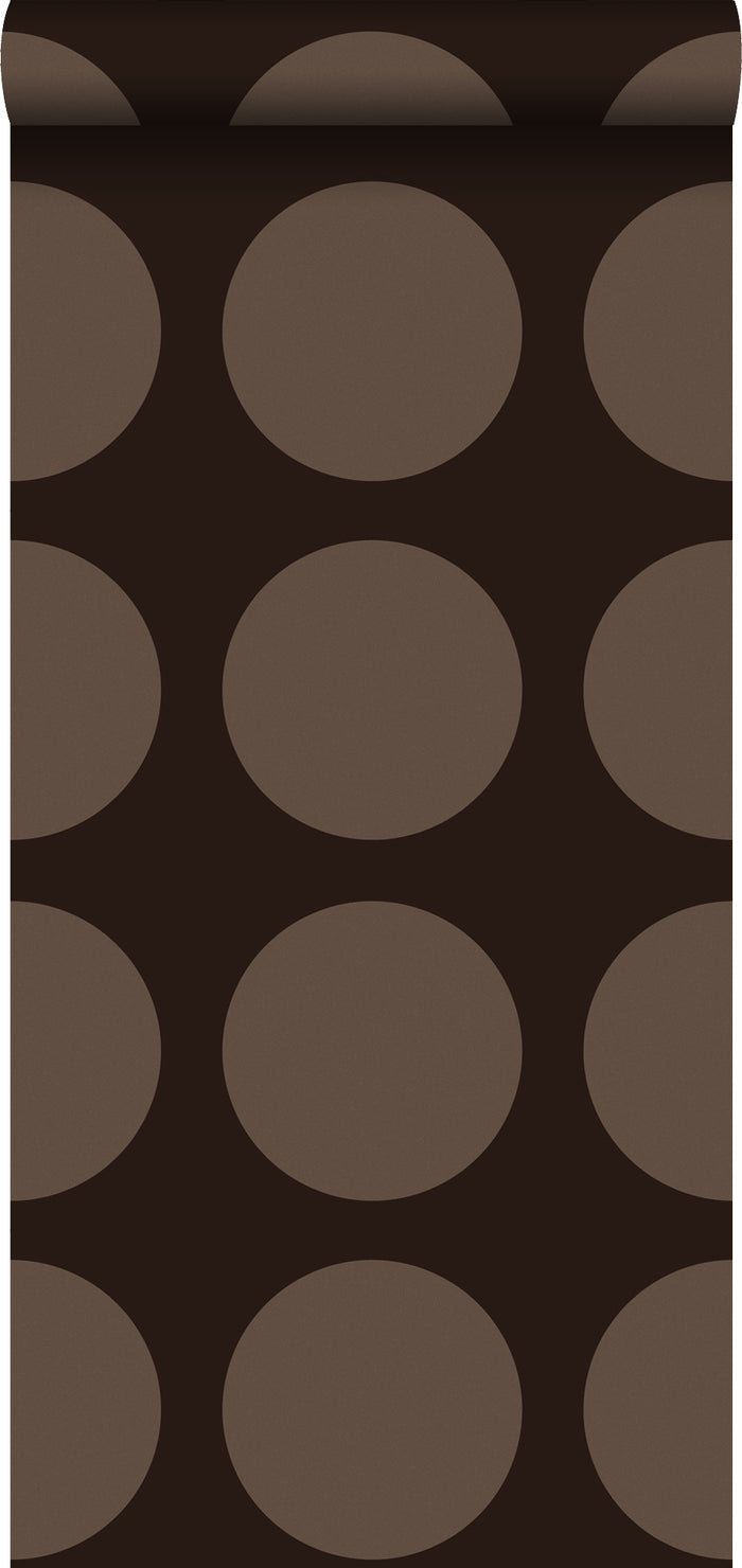ESTAhome behang bollen op linnenstructuur bruin - 135423 - 53 cm x 10,