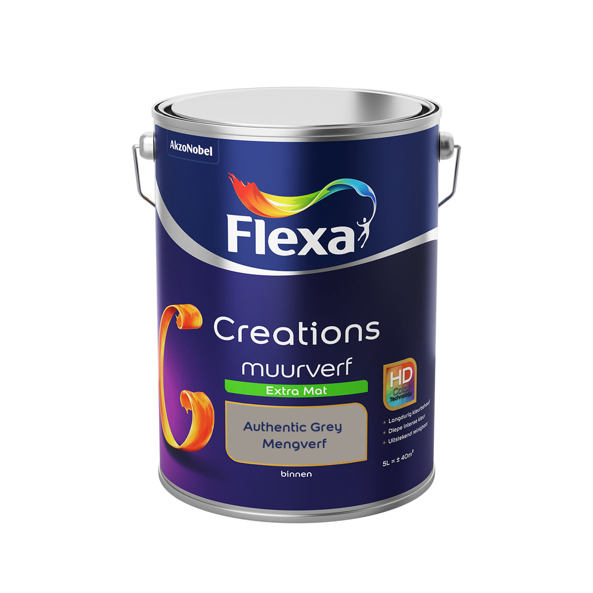 Flexa Creations - Muurverf Extra Mat - Authentic Grey - 5 liter