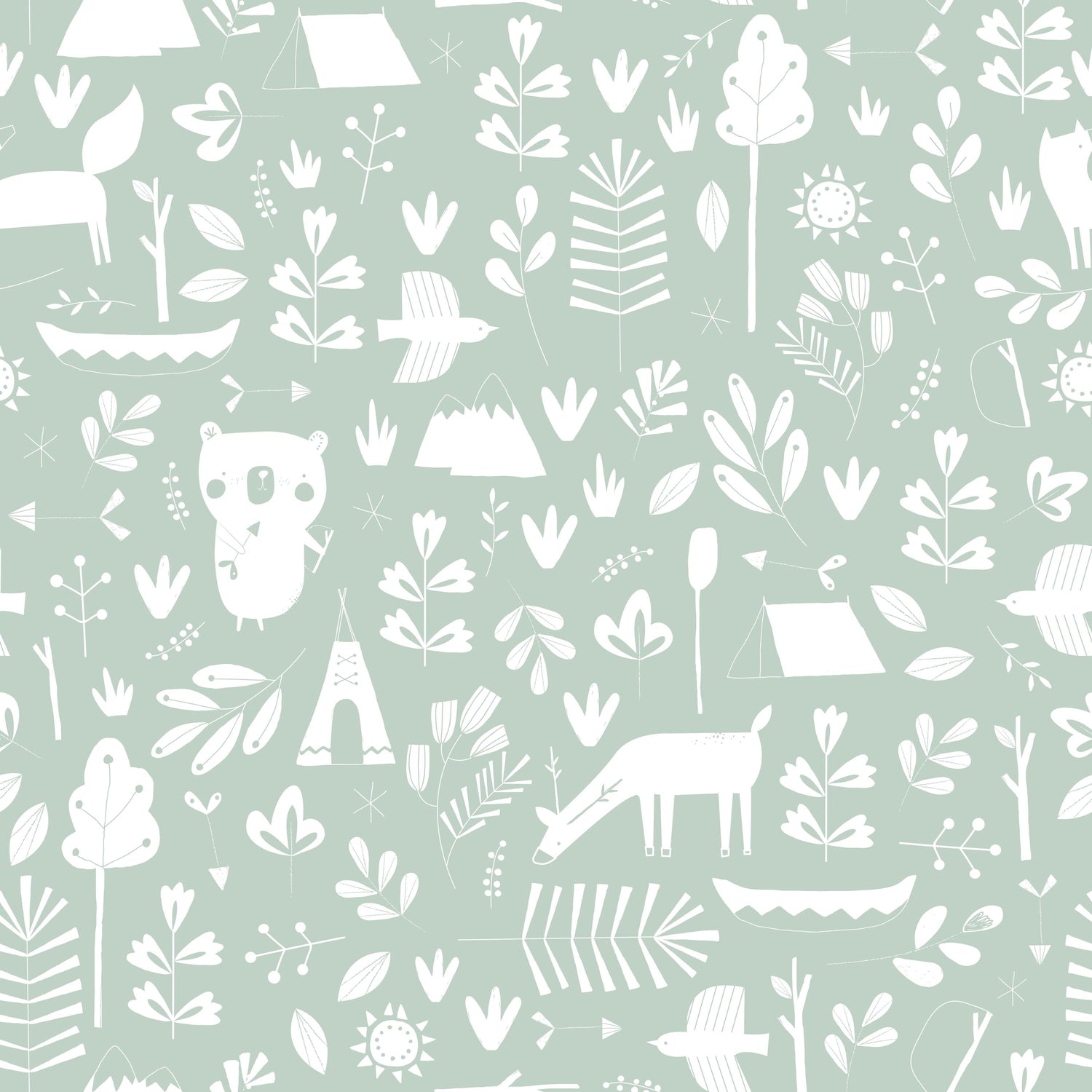 Little Dutch - Vliesbehang - Adventure Mint - Groen - 10mx53cm