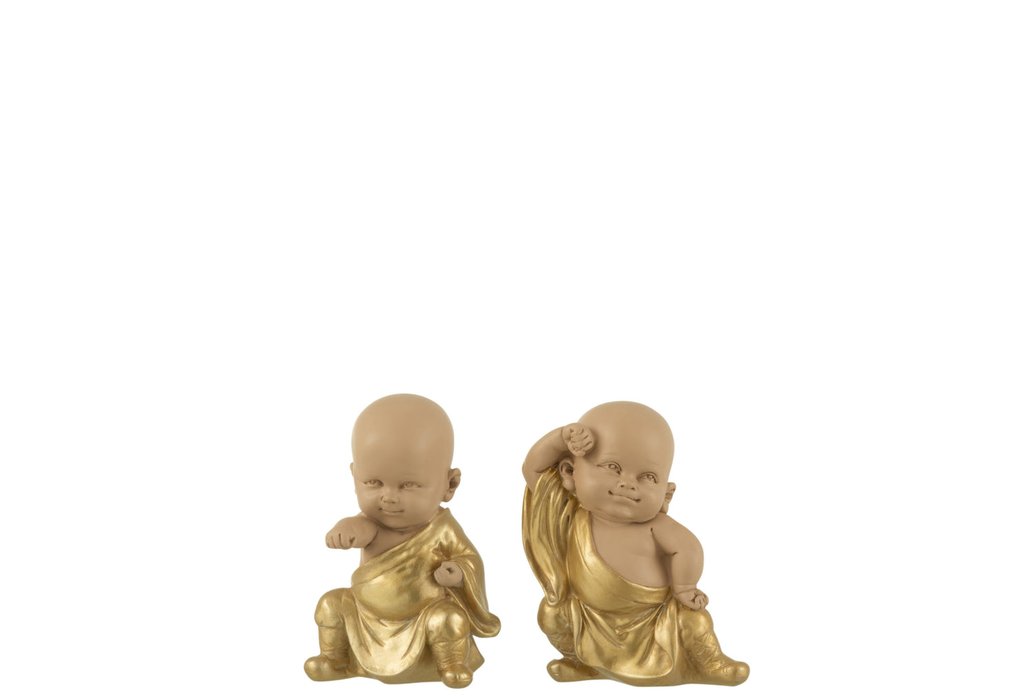 J-Line figuur Monnik - polyresin - goud - 2 stuks
