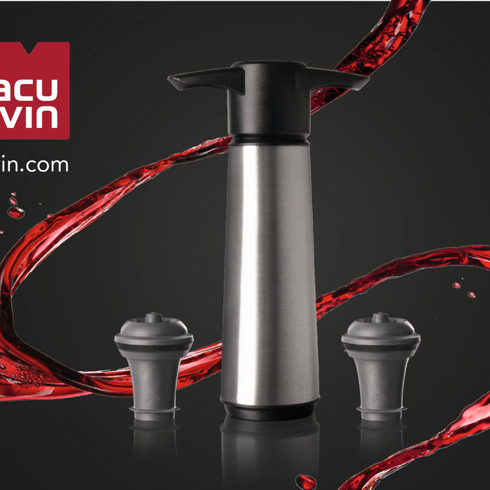 Vacu Vin Wijnpomp RVS (1 pomp, 2 doppen), doos