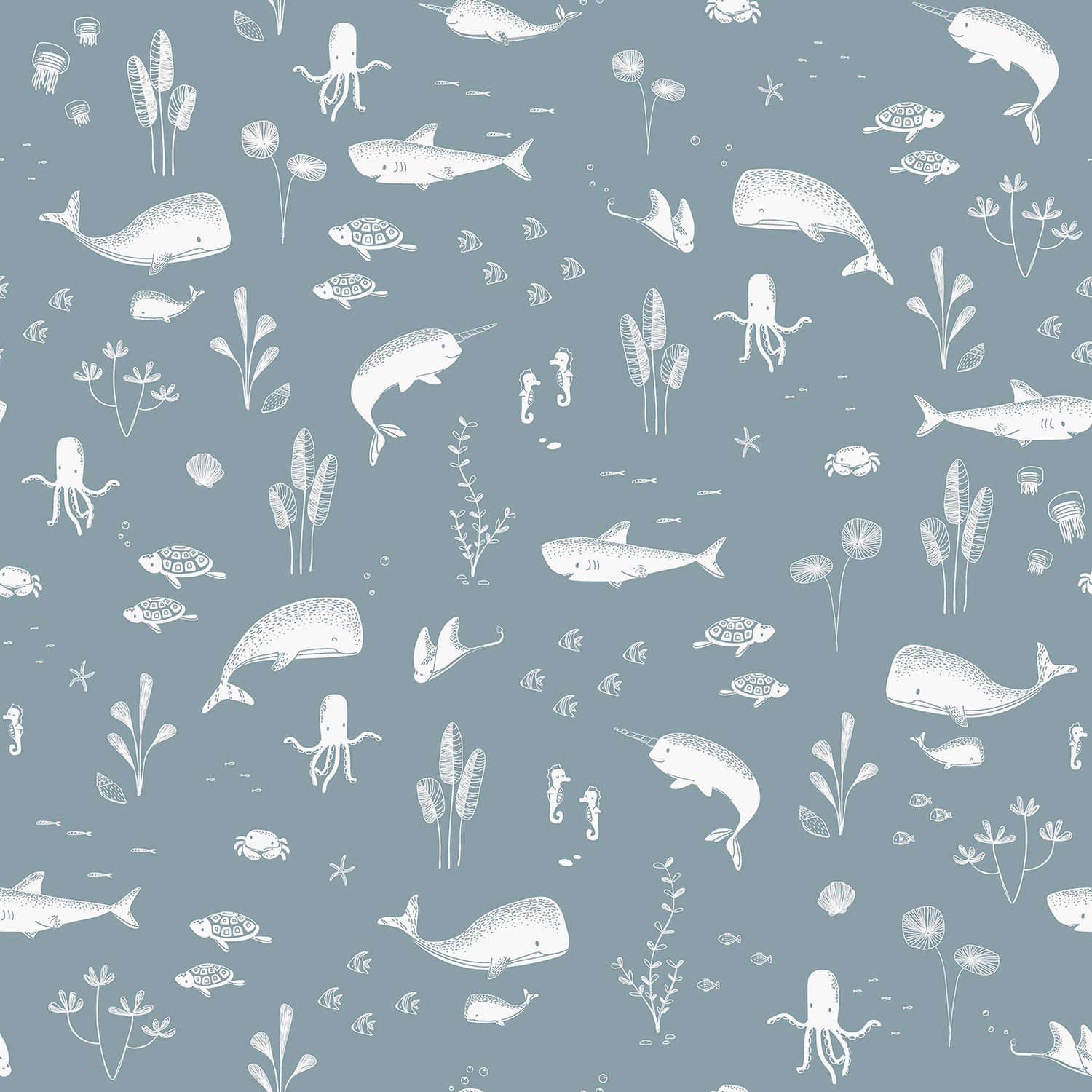 Little Dutch Ocean Blue Behang Kinderkamer - Dieren - 10mx53cm - Blauw