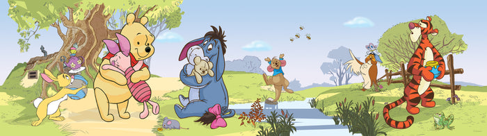 Disney zelfklevende behangrand Winnie de Poeh groen, blauw en geel - 1